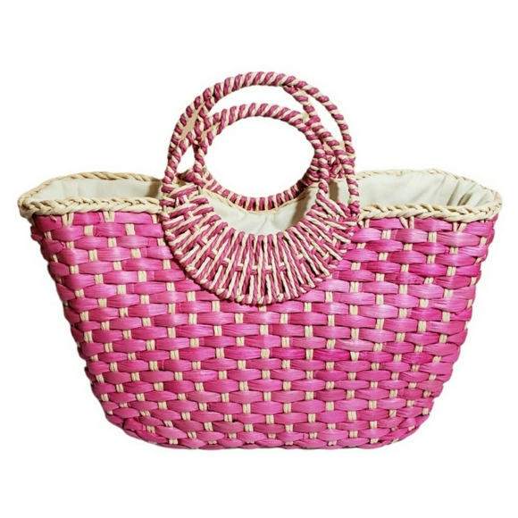Nordstrom Handbags - Nordstrom Pink Basket Weave Tote